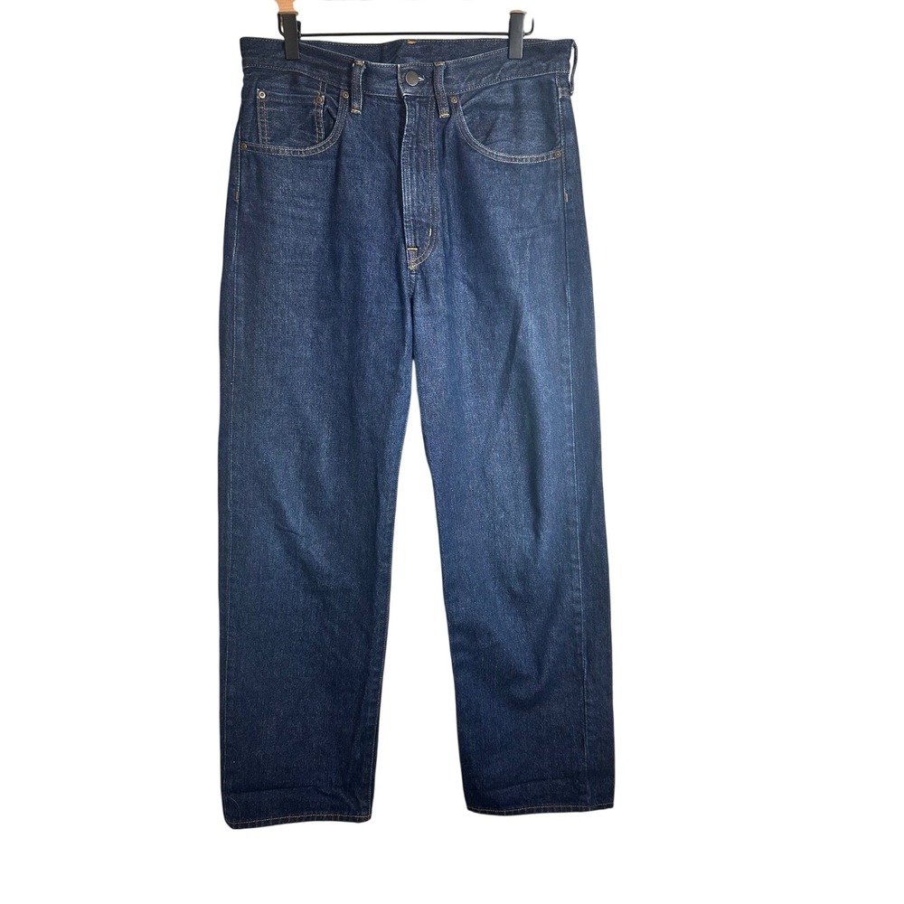 GU Women Dark Indigo High Rise Straight Leg 100% Cotton Jeans Size 30 465252